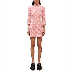 Maje Roadina Jacquard Pink Knit Dress